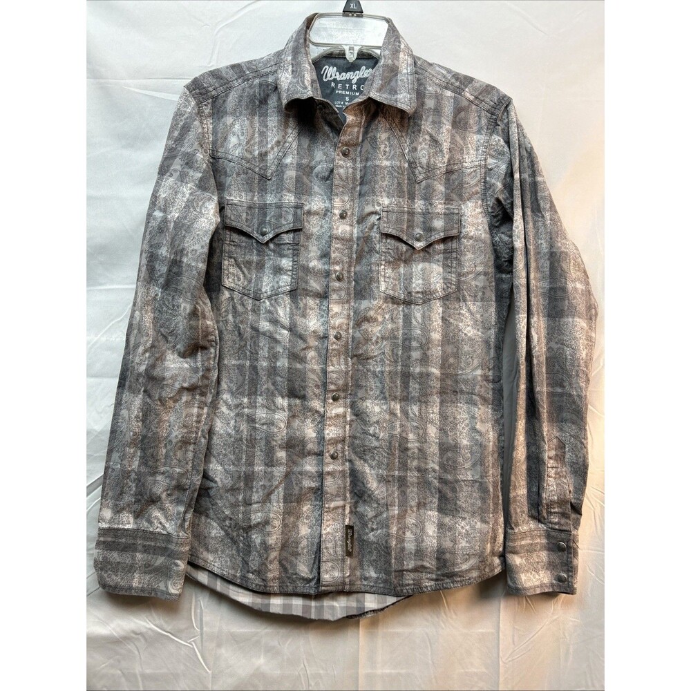Wrangler Retro Shirt Mens Small Premium Western Pearl Snap Paisley Long Sleeve